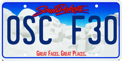 SD license plate 0SCF30
