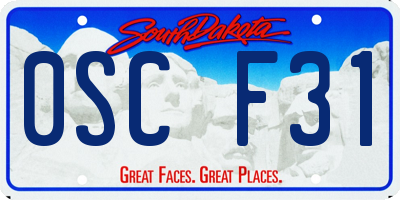 SD license plate 0SCF31