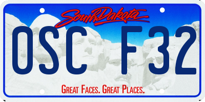 SD license plate 0SCF32