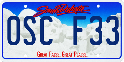 SD license plate 0SCF33