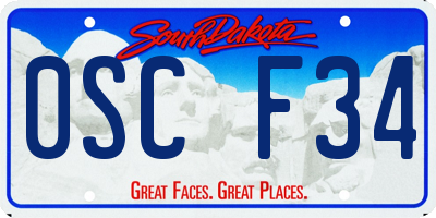 SD license plate 0SCF34