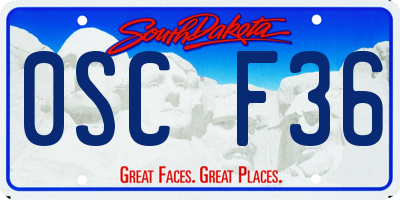 SD license plate 0SCF36