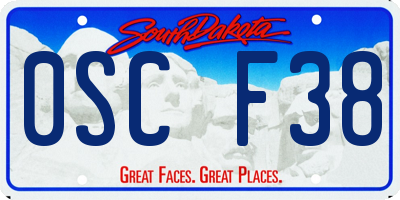 SD license plate 0SCF38