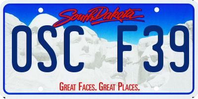 SD license plate 0SCF39