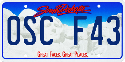 SD license plate 0SCF43