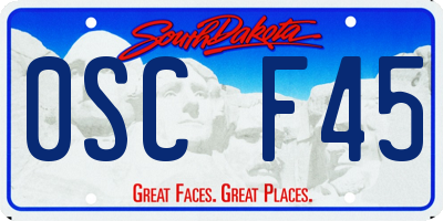 SD license plate 0SCF45