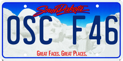 SD license plate 0SCF46