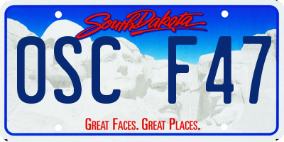 SD license plate 0SCF47