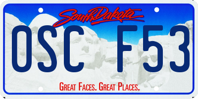 SD license plate 0SCF53