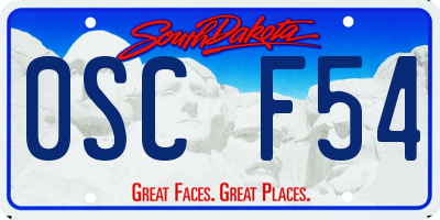 SD license plate 0SCF54