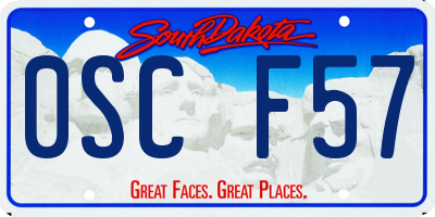SD license plate 0SCF57