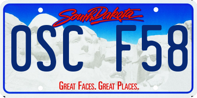 SD license plate 0SCF58
