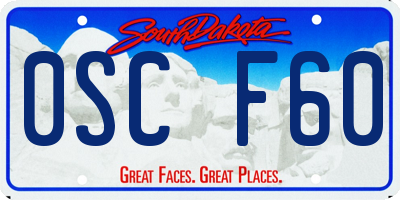 SD license plate 0SCF60