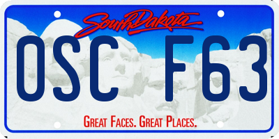 SD license plate 0SCF63