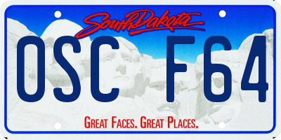 SD license plate 0SCF64
