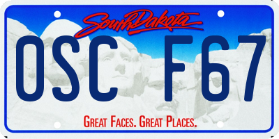 SD license plate 0SCF67