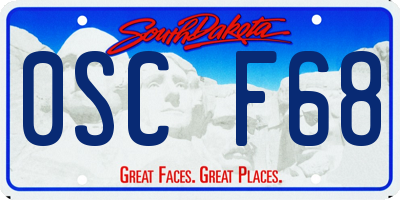 SD license plate 0SCF68