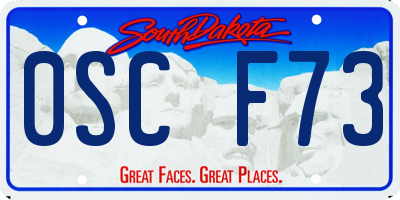 SD license plate 0SCF73