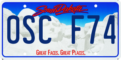 SD license plate 0SCF74