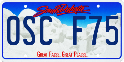 SD license plate 0SCF75