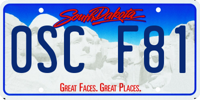 SD license plate 0SCF81
