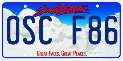 SD license plate 0SCF86