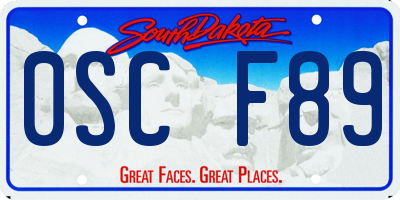 SD license plate 0SCF89
