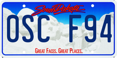 SD license plate 0SCF94