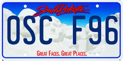 SD license plate 0SCF96