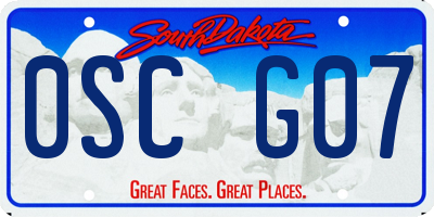 SD license plate 0SCG07
