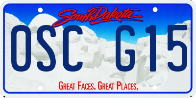 SD license plate 0SCG15