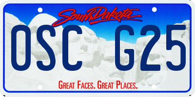 SD license plate 0SCG25