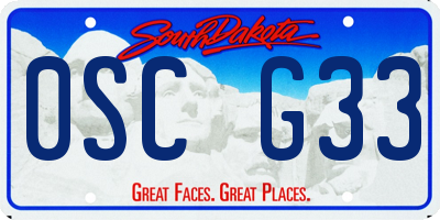 SD license plate 0SCG33