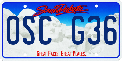 SD license plate 0SCG36