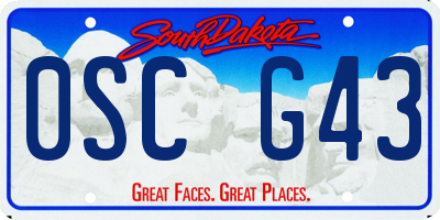 SD license plate 0SCG43
