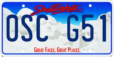 SD license plate 0SCG51