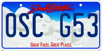 SD license plate 0SCG53