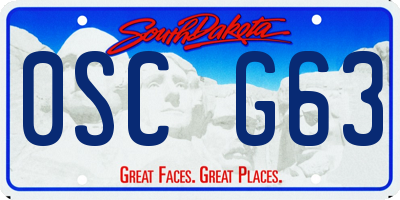 SD license plate 0SCG63