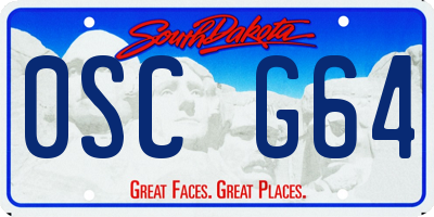 SD license plate 0SCG64