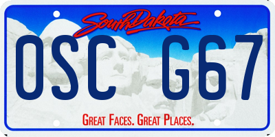 SD license plate 0SCG67