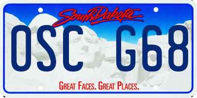SD license plate 0SCG68