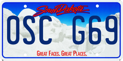 SD license plate 0SCG69