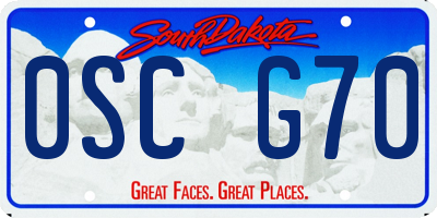 SD license plate 0SCG70
