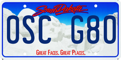 SD license plate 0SCG80