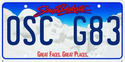 SD license plate 0SCG83