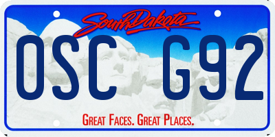 SD license plate 0SCG92