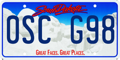 SD license plate 0SCG98