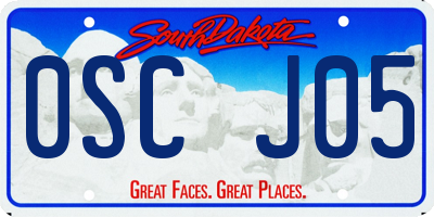 SD license plate 0SCJ05