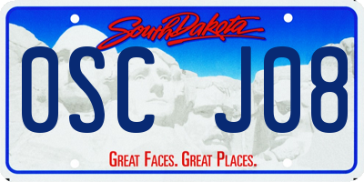 SD license plate 0SCJ08