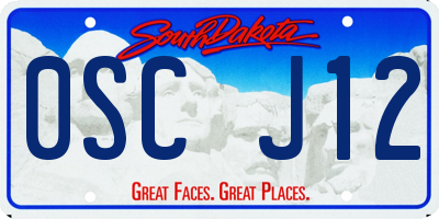 SD license plate 0SCJ12